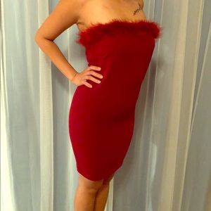 Red Dress With Feathers
